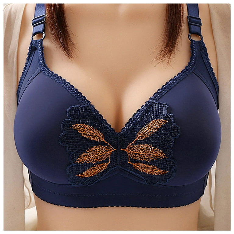 Strapless Bra for Big Busted Women Wire-Free Push-Up Bralettes Solid Print  Dark Blue 44.00