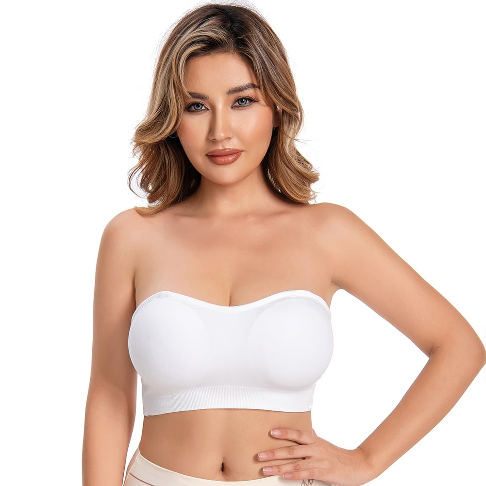 Strapless Bra for Women, Comfort Non-Slip Silicone Bandeau Underwire ,Seamless Wirefree Padded
