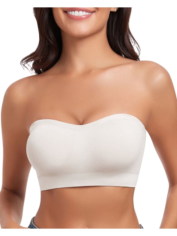 Strapless Bra for Women Non-Slip Silicone Wireless Bandeau Bras Seamless pads Bralette Tube Top Bra,Clear Bra Straps Included