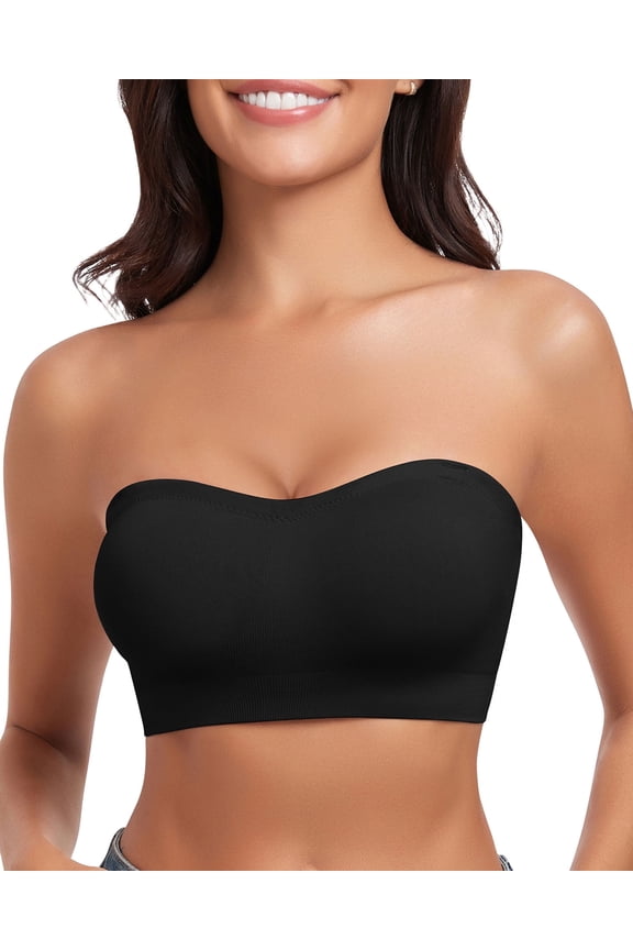 Strapless Bra for Women Non-Slip Silicone Wireless Bandeau Bras Seamless pads Bralette Tube Top Bra,Clear Bra Straps Included