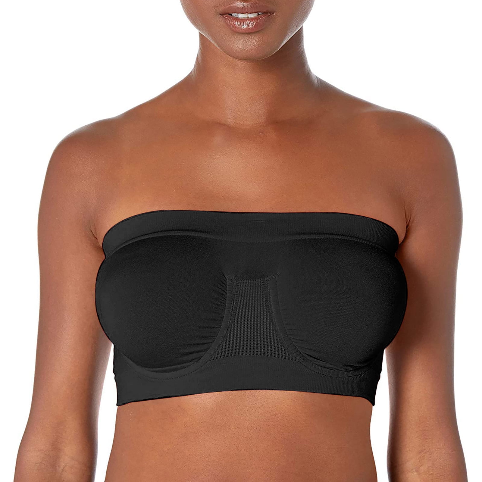 Buy ELEG & STILANCE Double Layers Plus Size Strapless Bra Bandeau Tube  Removable Padded Black,Skin Size (32 t0 34) Pack of 2(30) at