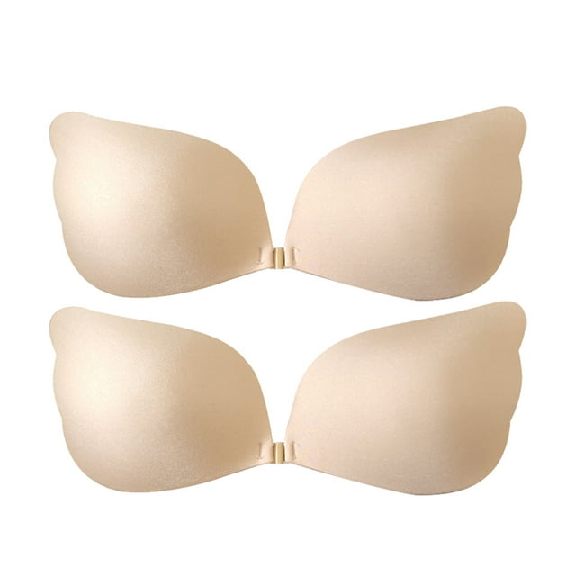 Strapless Bras For Women, Adhesive Invisible Backless Push Up Gathering Lift Up Cups Dresses Reusable Invisible Bra 2 Pairs