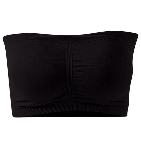 Strapless Bras For Women Plus Size Seamless Padded Bandeau Bra No Underwire Push Up Wireless Top Bralettes (5XL, Black)