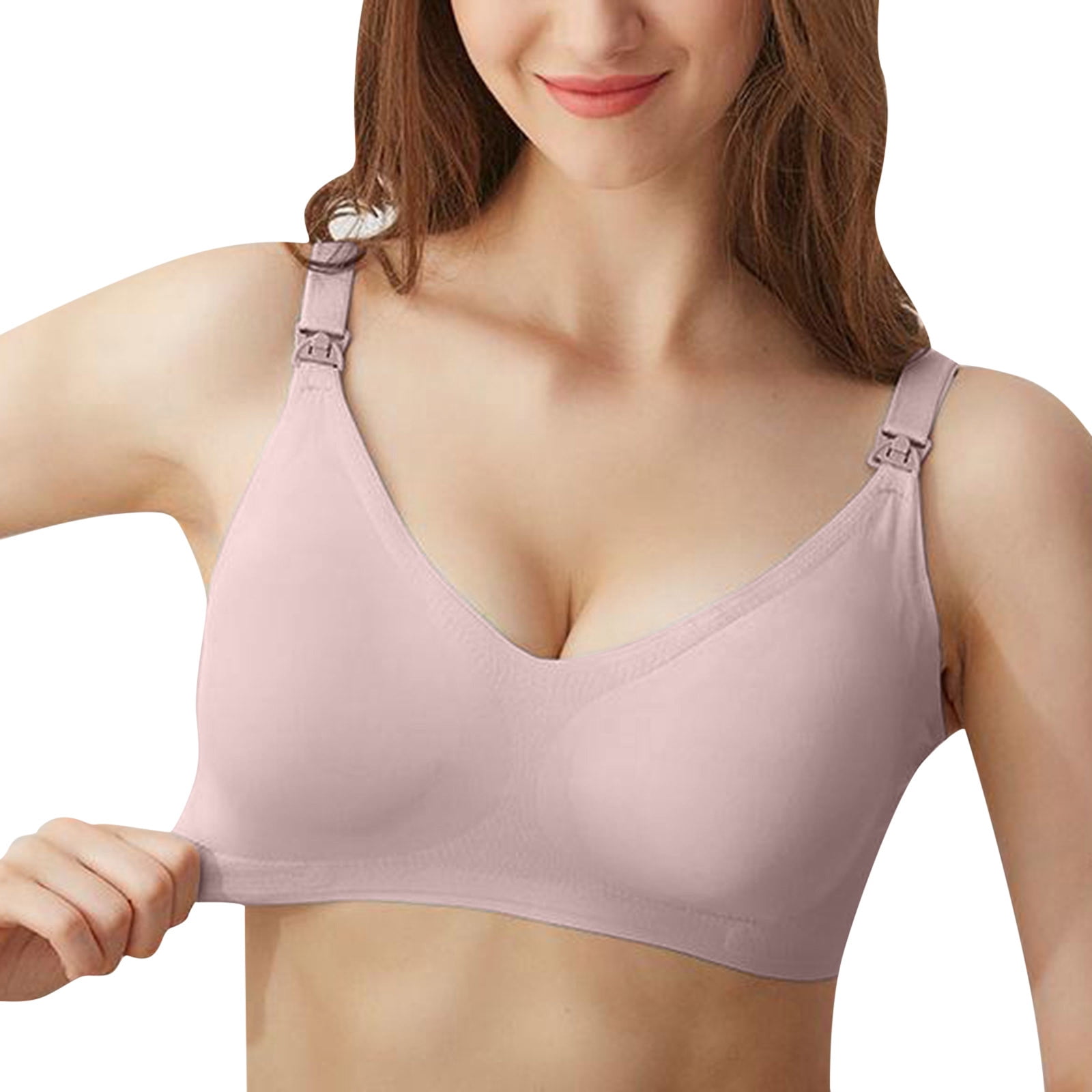 Strapless Bras For Women Push Up Breastfeeding Upgraded Supportive Comfort  Maternity Pregnancy Seamless Sleep Lette Pink Push Up Bra L 