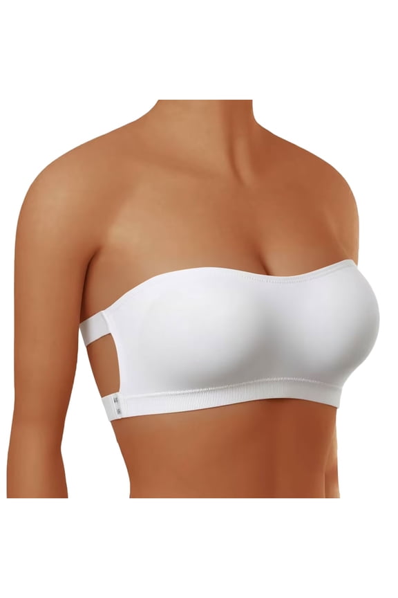 Strapless Bras for Women BWASD Comfortable Non Slip Supportive Strapless Bandeau Bra Breathable Full Coverage Bralette Backless Top for Summer Off Shoulder Tops Dresses ,S