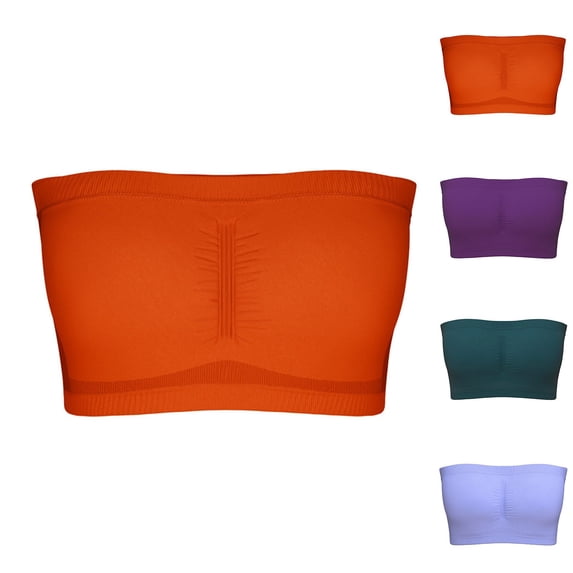 Strapless Bras for Women No Underwire Strapless Full Coverage Lightweight Non-Slip Plus Size Solid Color Women Underwear with Build in Bras Light Blue 4XL