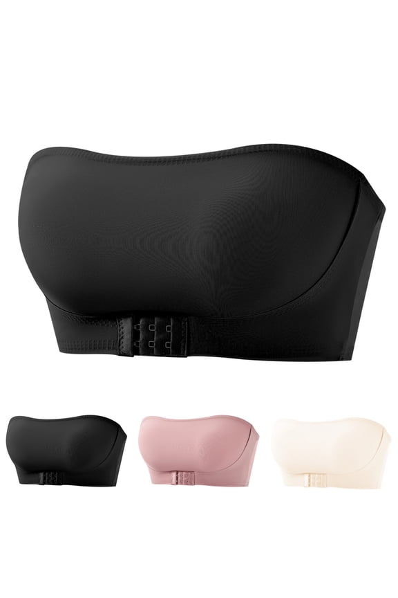Strapless Bras for Women Comfort Front Closure Bralette Comfort No Underwire Push Up Bralettes Seamless Everyday Bras,Black,38