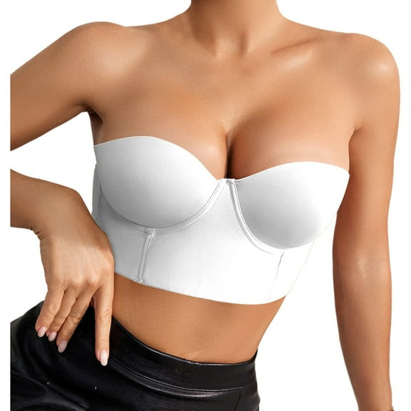 Strapless Bras for Women Full Coverage Supportive Bustier Convertible Longline Bra Seamless Comfortable Multiway Bandeau