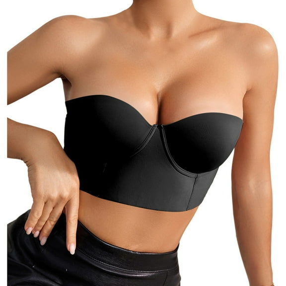 Strapless Bras for Women Full Coverage Supportive Bustier Convertible Longline Bra Seamless Comfortable Multiway Bandeau