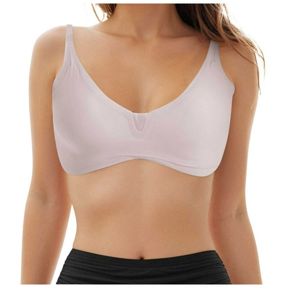 Strapless Bras for Women Large Bust Women's Wireless Bras Full Coverage Seamless Supportive, Back Smoothing T-Shirt Bra with Padded Everyday Bra