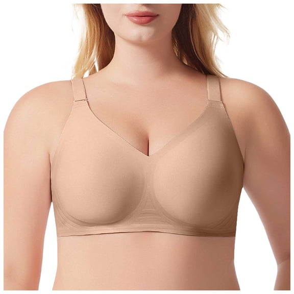 Strapless Bras for Women Large Bust Womens Double Lined Triangle Bralette - Adjustable Straps Unlined Wireless Cami Plunge T-Shirt Everyday Bra