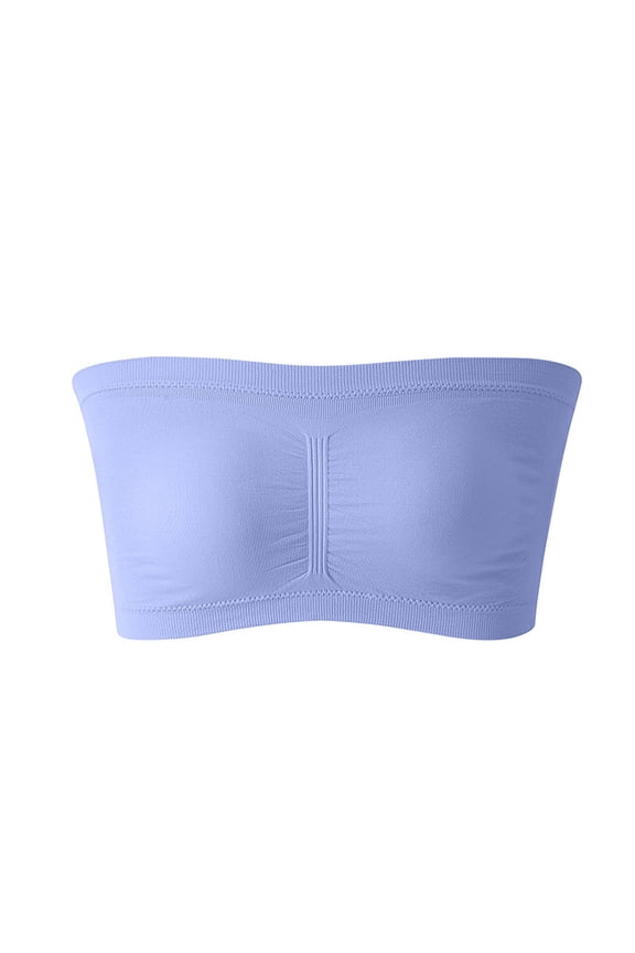 Strapless Bras for Women Non-Slip Bandeau Bra Push Up Invisible Bralettes Seamless Wireless No Underwire Padded Tube Top Bra Purple 3XL