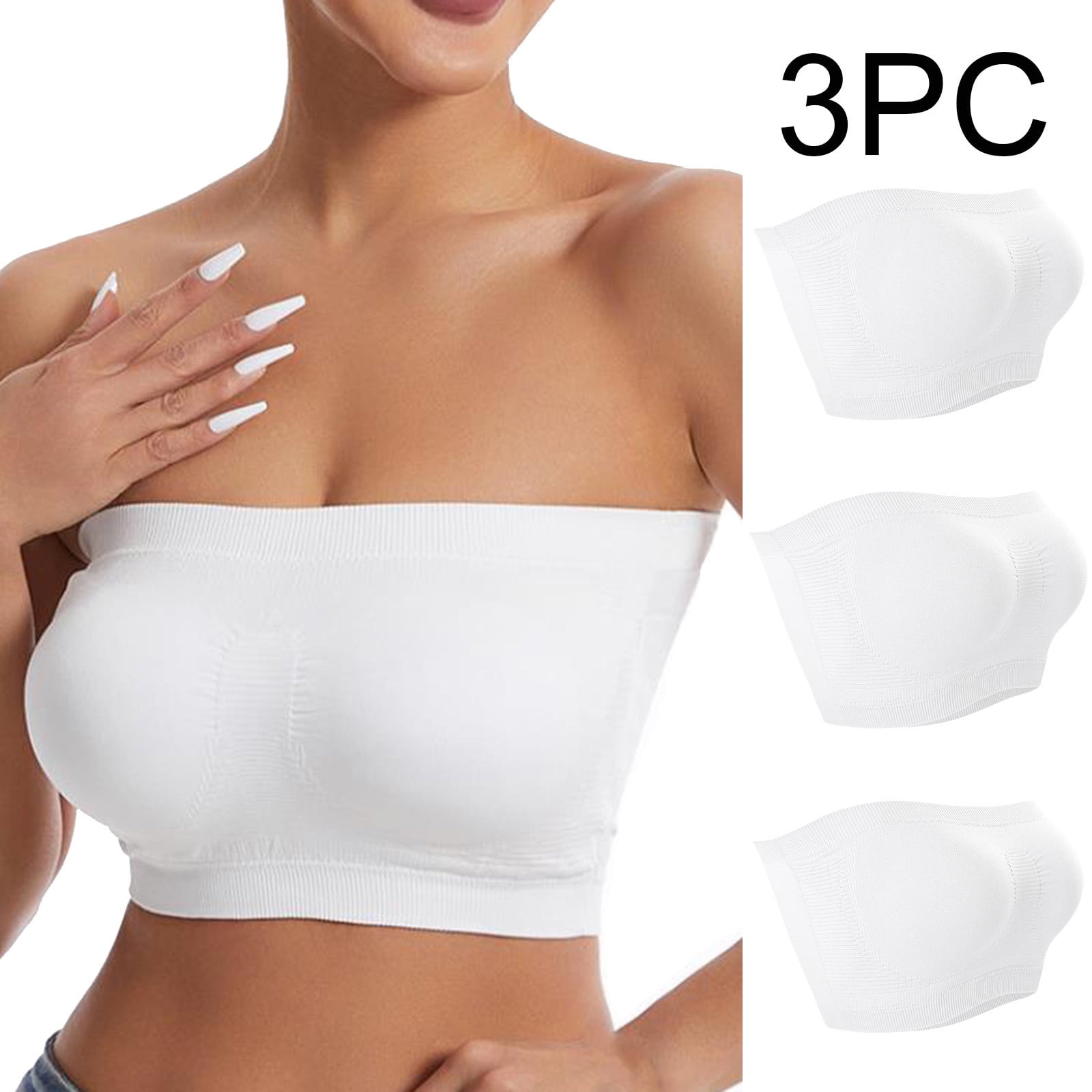 Strapless Bras for Women Non Slip Bandeau Bra Seamless Wireless