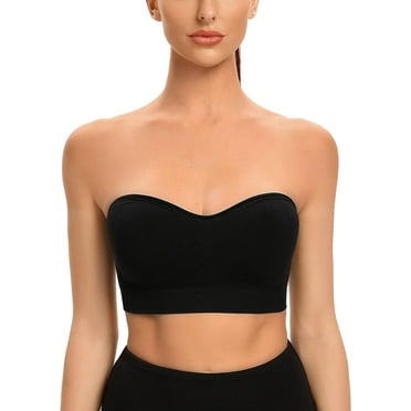 Strapless Bras for Women Non-Slip Silicone Bandeau Bra Seamless Wireless Strapless Bra Padded Tube Top Bra