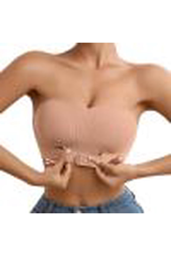 Strapless Bras for Women Padded Front Hook Closure Wireless Lettuce Trim Supportive Impact Bandeau Top