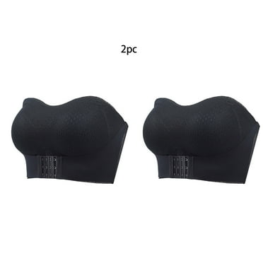 Strapless Bras for Women Plus Size M-6X 2 Pack No Underwire Bandeau Non-Slip Push Up Underwear Comfort Front Buckle Multipack Bralettes on Clearance