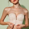thumbnail image 1 of Strapless Bras for Women Push Up Lace Bustier Corset Front Button Bandeau Non Slip Soft Bra Beige XL, 1 of 7