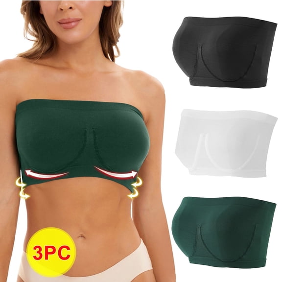 Strapless Bras for Women Women's Stretch Strapless Bra,Summer Bandeau Bra,Plus Size Strapless Bra,Comfort Wireless Bra White Xxl