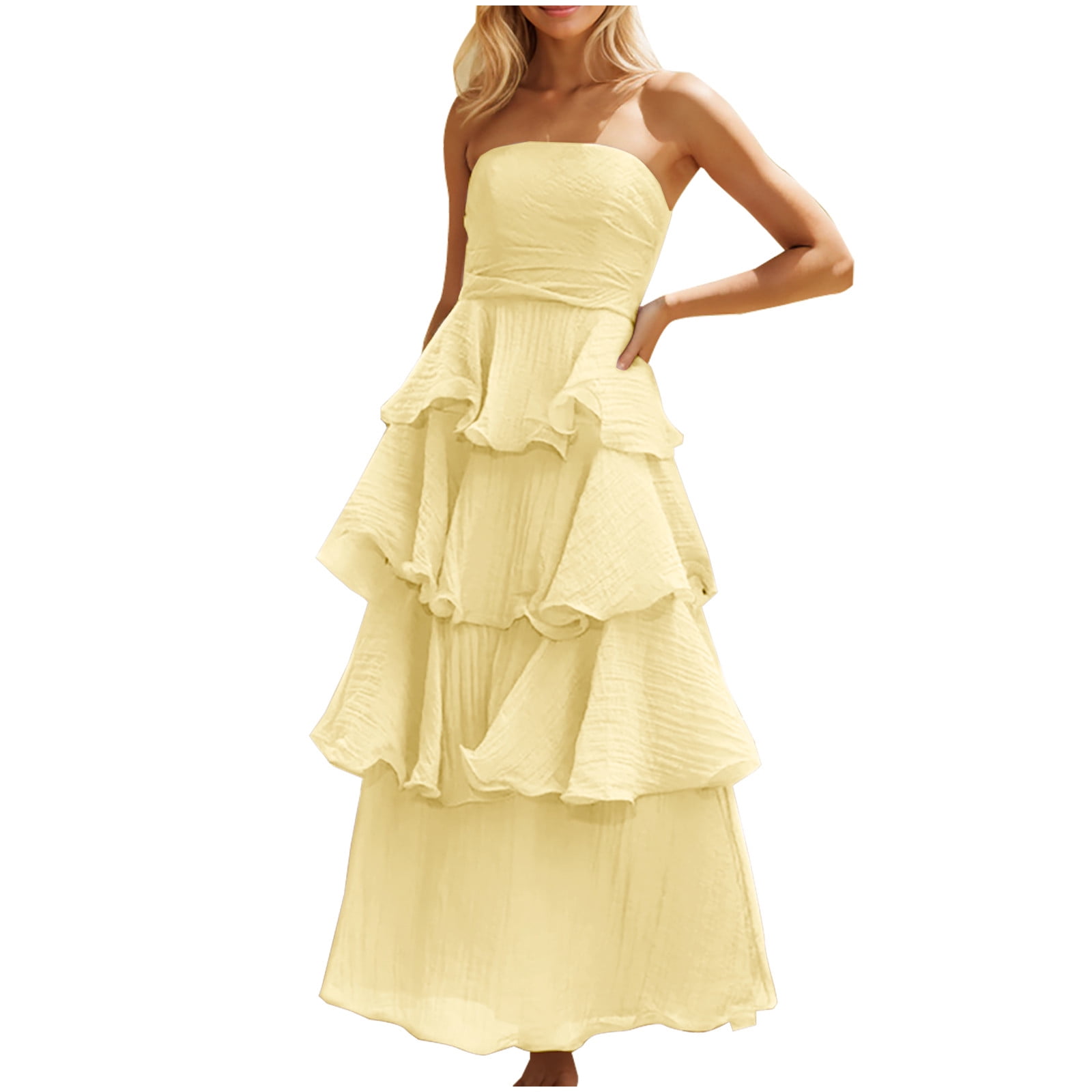 tiered ruffle bridesmaid dress Made For You Tiered Ruffle Midi Dress White XL