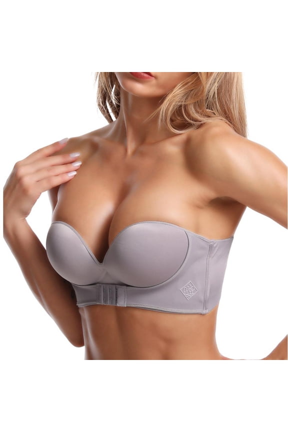 Strapless Convertible Push Up Bra Front Buckle Non-Slip Invisible Underwear Heavily Padded Lift Up Supportive Add Two Cup Multiway T-shirt Bras