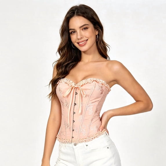 Strapless Corset Tops For Women Sexy Push Up Body Shaper Vintage Bustiers for Everyday Halloween Evening Party