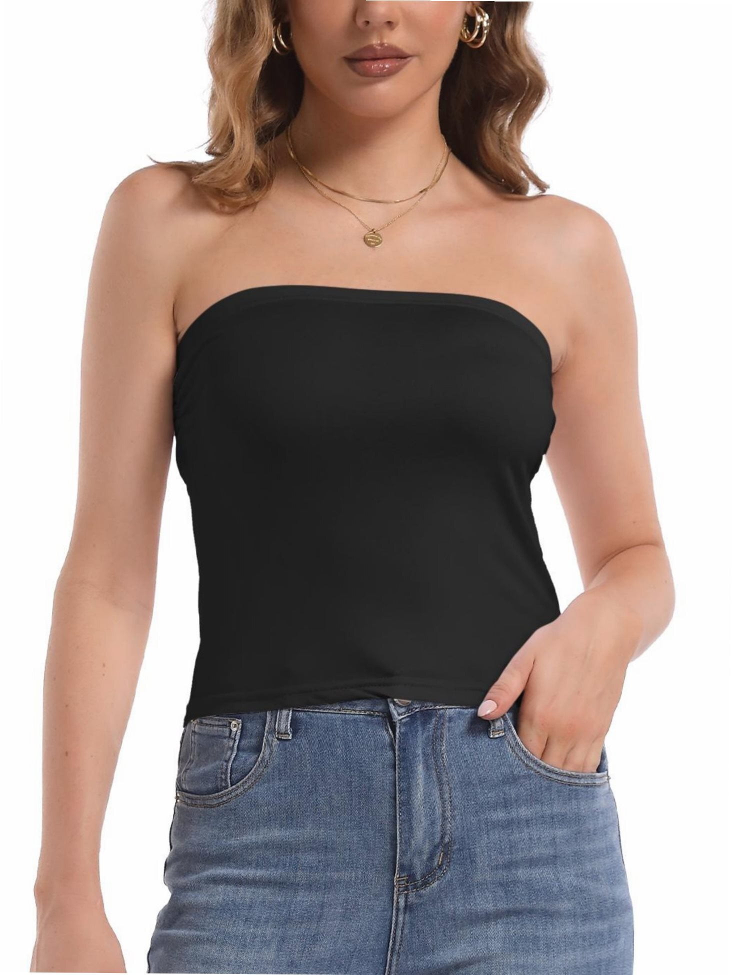 melt the lady rib tube tops BLACK トップス