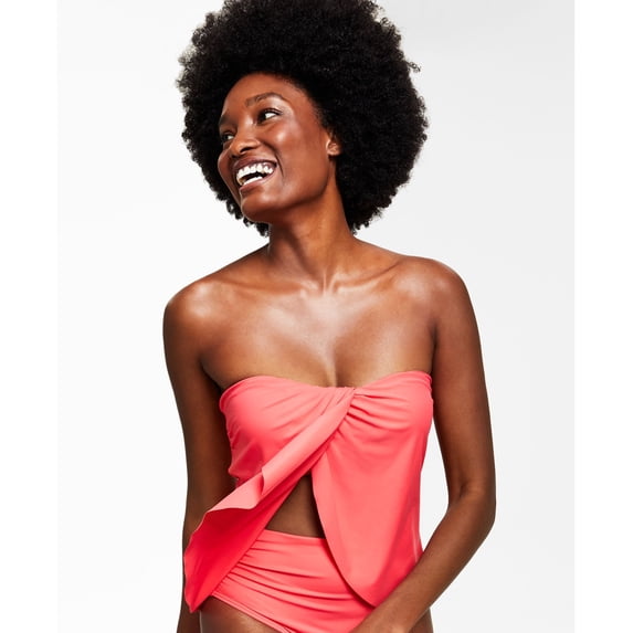 Vince Camuto Women's Strapless Draped Tankini Top (S, Watermelon)