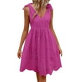 thumbnail image 1 of Strapless Dress, Eyelet V Neck Suspender Casual Sleeveless Boho Beach Wedding Guest Mini Funeral Dresses For Women 2025 African Dresses Homecoming Elegant Dresses (S, Hot Pink) ZMTing, 1 of 5