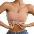 thumbnail image 1 of Strapless Front Closure Bra for Women, Front Buckle Pull-up Support Scalloped Edge Ribbed Bandeau No Padding - Wireless Bra for Women, 1 of 6