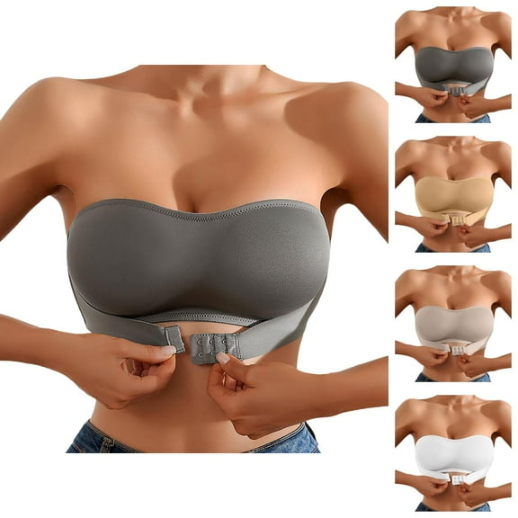 Strapless Front Closure Bras for Women Push Up Wireless Racerback Bandeau Bra Tube Top Bralette Everyday Bras