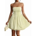 thumbnail image 1 of Strapless Homecoming Dresses for Tees Short Lace Puffy Mini Cocktail Party Gowns Corset Homecoming Dress Yellow L, 1 of 9