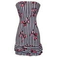 thumbnail image 1 of Strapless Jersey Striped Bow Print Ruffle Tube Mini Dress Sundress, 1X, Pink-Bows, 1 of 2