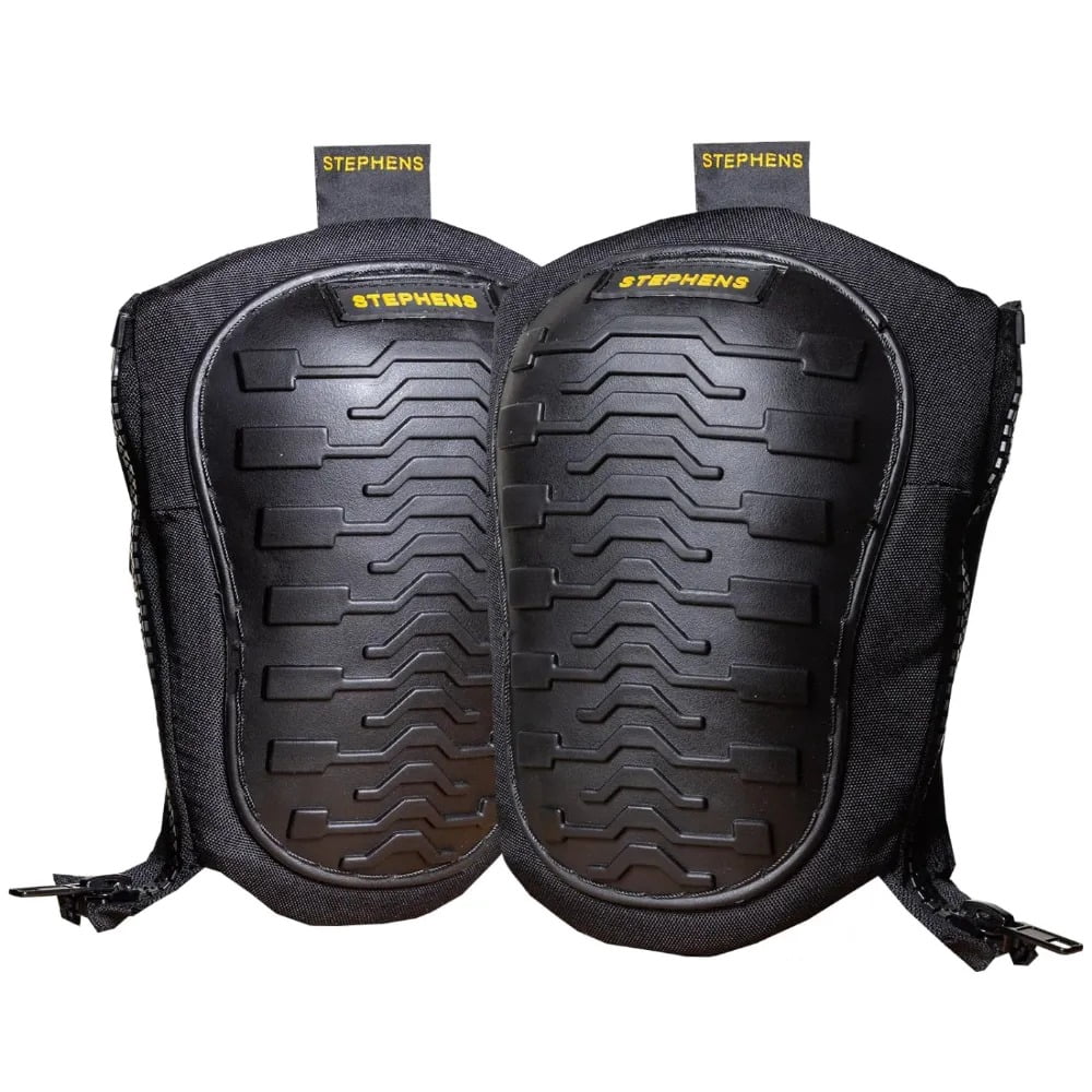 Stephens Strapless Kneepads for Construction - Heavy Duty Soft Cap Design for Work | Safety Work Gear | Flooring | Roofing | Gardening | Protective Equipment-Non-Slip Strapless-Black