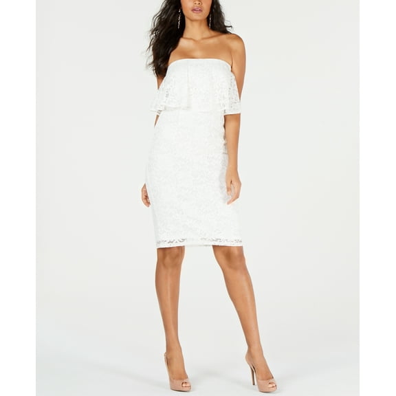 Strapless Lace Dress White S
