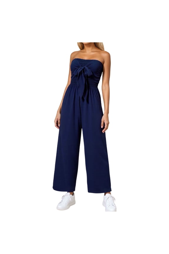 Strapless Long Jumpsuit for Women Elegant Romper Comfortable Summer Outfit Versatile Streetwear Casual Wear