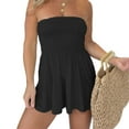 thumbnail image 1 of Strapless Off Shoulder Pleated Short Romper,Strapless Sleeveless Ruched Waist Ruffle Dress, 1 of 9