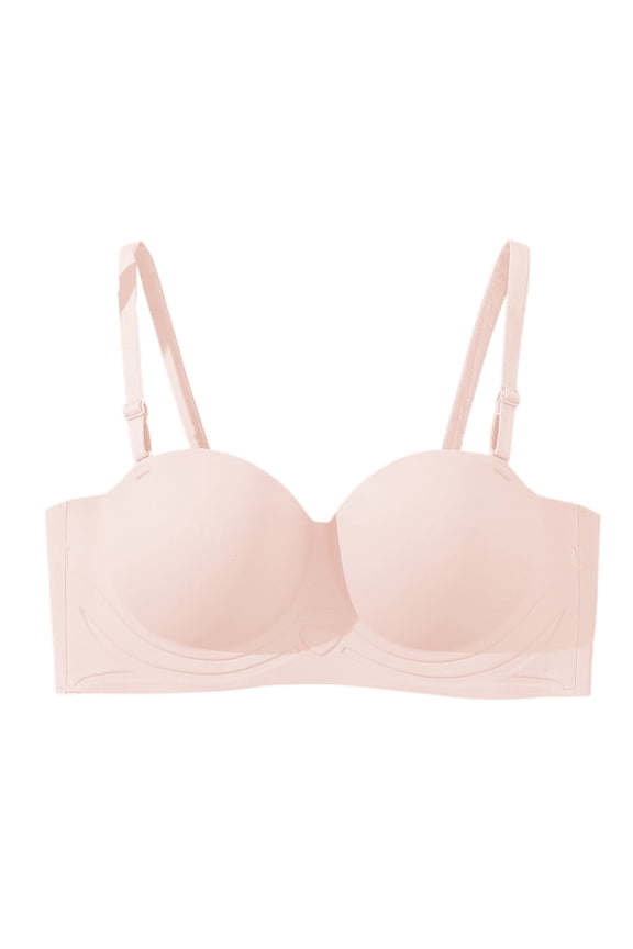 Strapless Push Up Bra for Women Comfortable Wireless Demi Cup Seamless Backless Lingerie Soft Support Everyday Wear