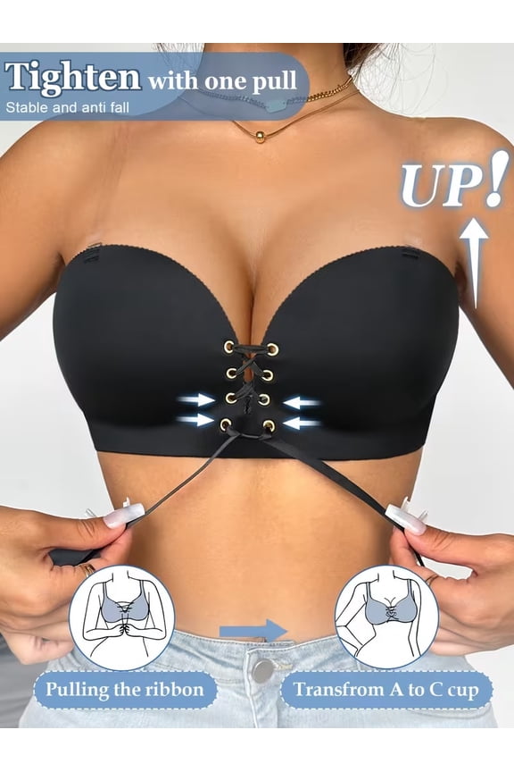 Strapless Push-Up Wire-Free Bra for Women - Comfortable Front Tie Design