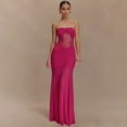 thumbnail image 1 of Strapless Ruched Maxi Dress with Lace (S, Rose), 1 of 6
