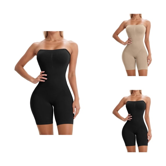 Strapless Shapewear Bodysuit for Women Tummy Control Full Body Shaper under Dress with Removable Straps