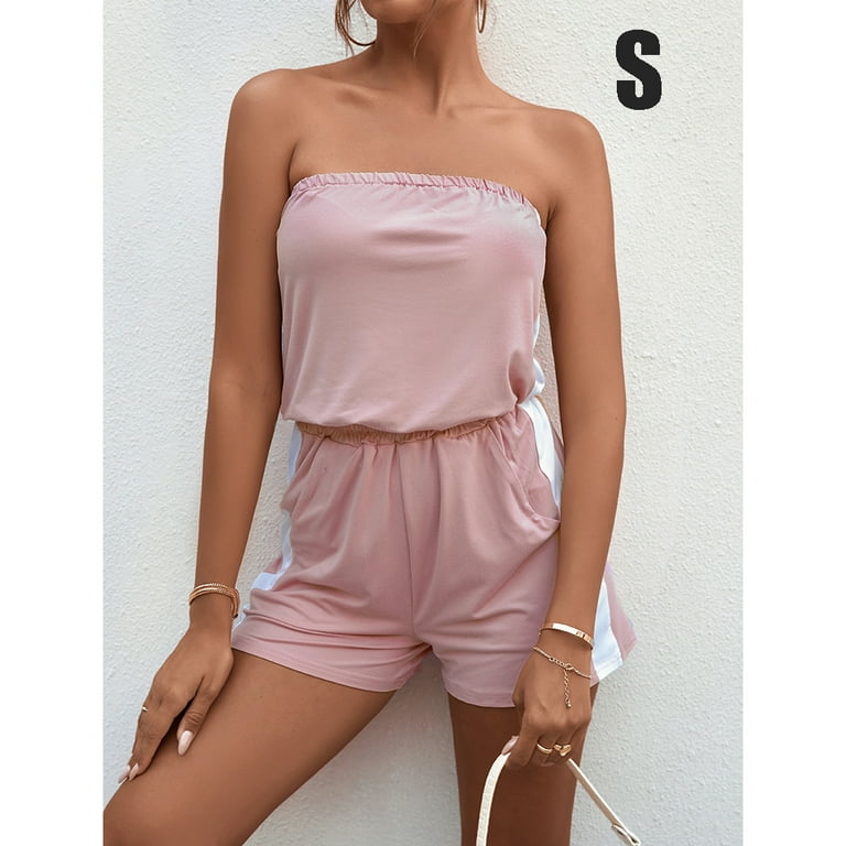 Pink strapless romper 2025