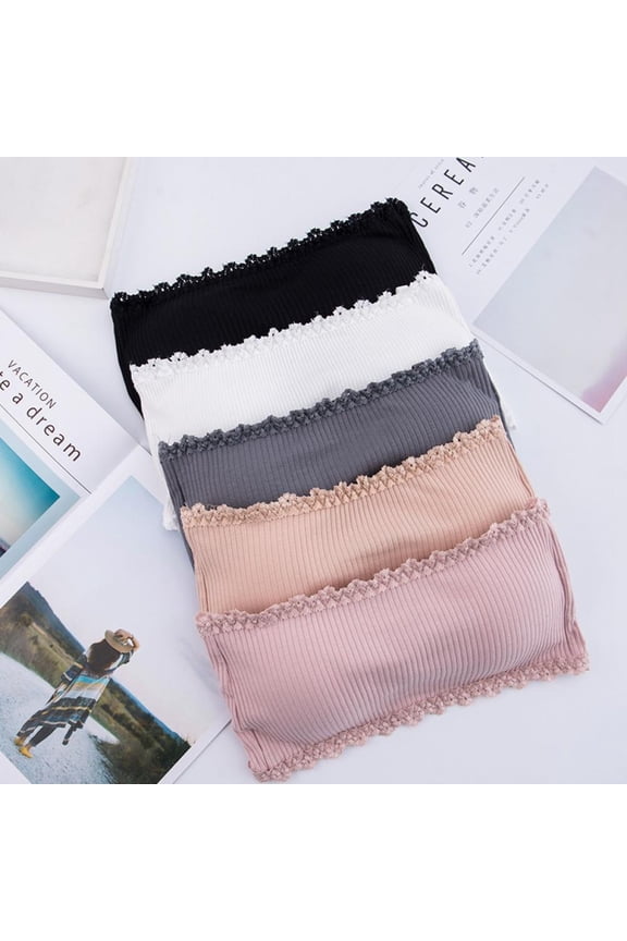 Strapless Solid Tube Top Seamless Bandeau Bra Knitted Thread Tube Top Summer Crop Top Bra