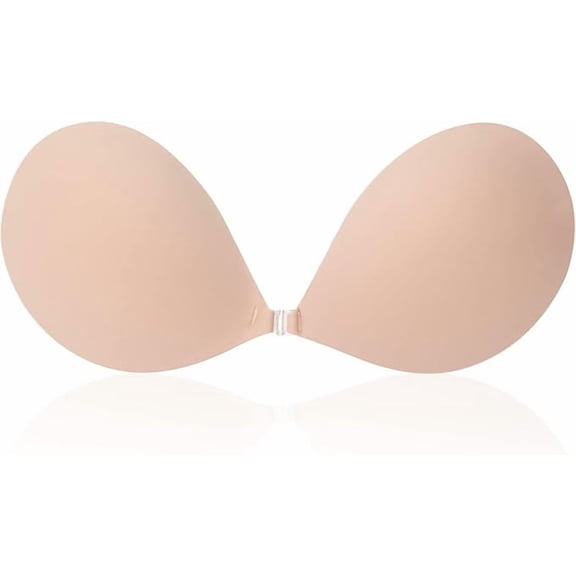 Strapless Sticky Bra Invisible Sticky Boobs Silicone Adhesive Bra Backless Pushup Lift Bra Beige Size B