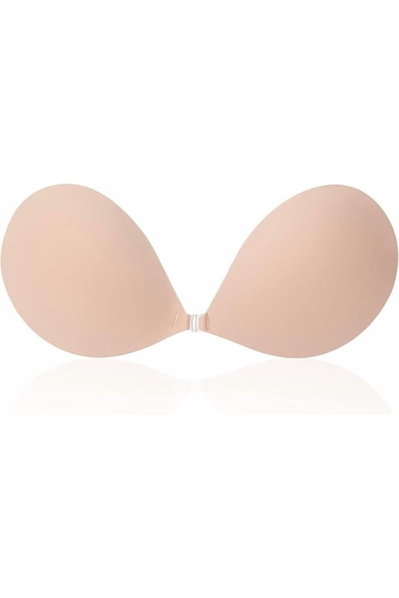 Strapless Sticky Bra Invisible Sticky Boobs Silicone Adhesive Bra Backless Pushup Lift Bra Beige