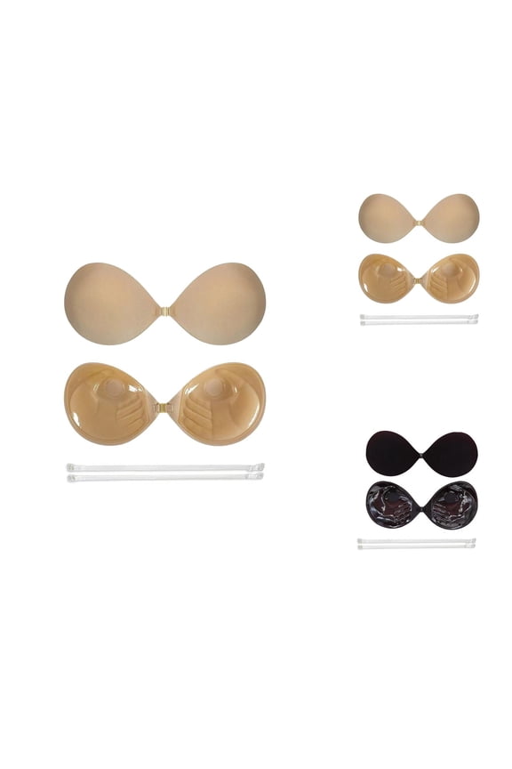 Strapless Sticky Bras for Women with Convertible Straps Invisible Backless Push Up Adhesive Bra Nipple Covers