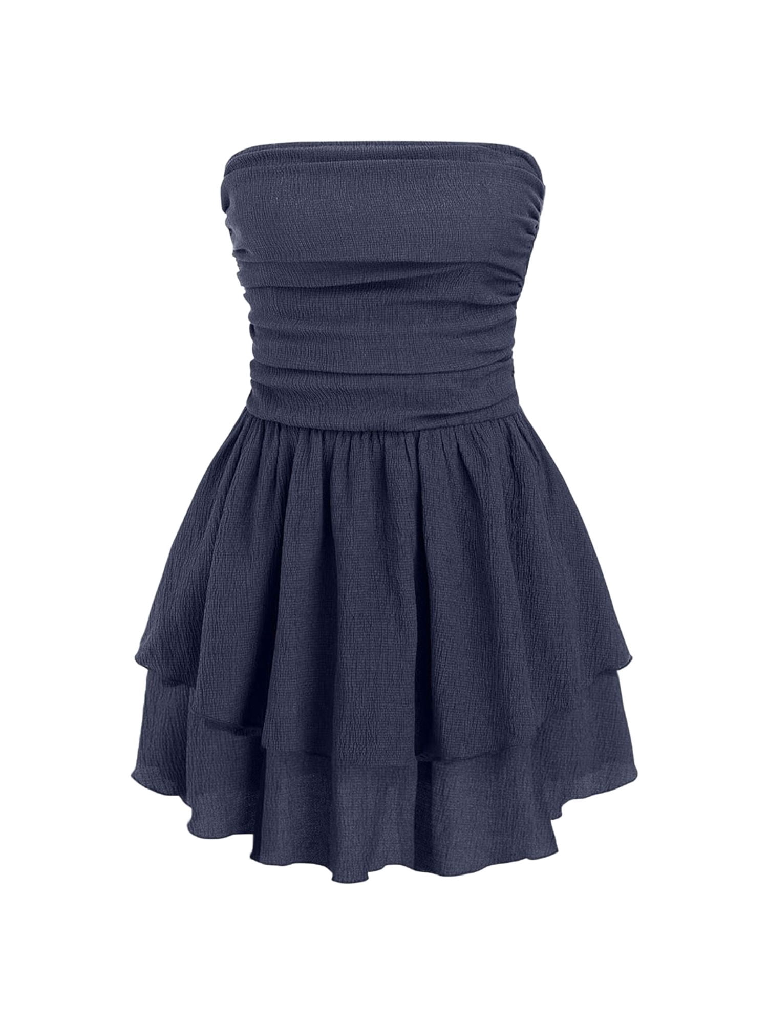 Strapless Textured Ruffle Mini Dress - Walmart.com