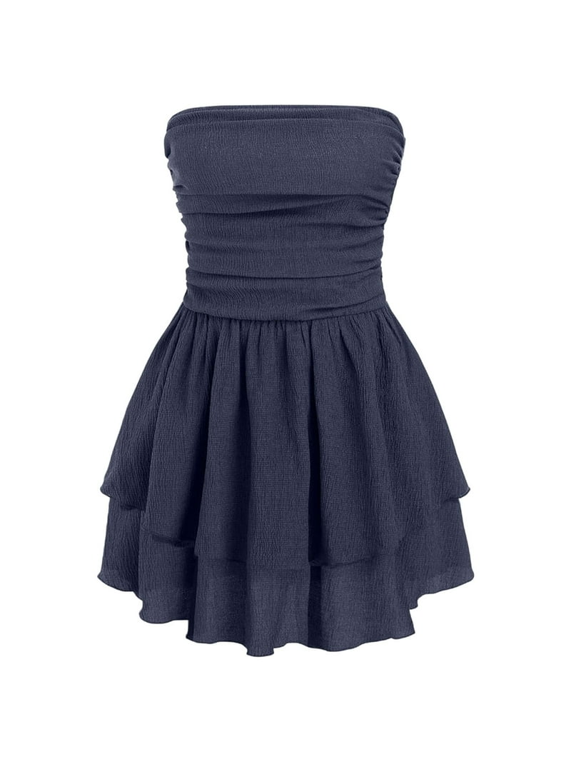 Strapless Textured Ruffle Mini Dress - Walmart.com Strapless Textured Ruffle Mini Dress - Walmart.com