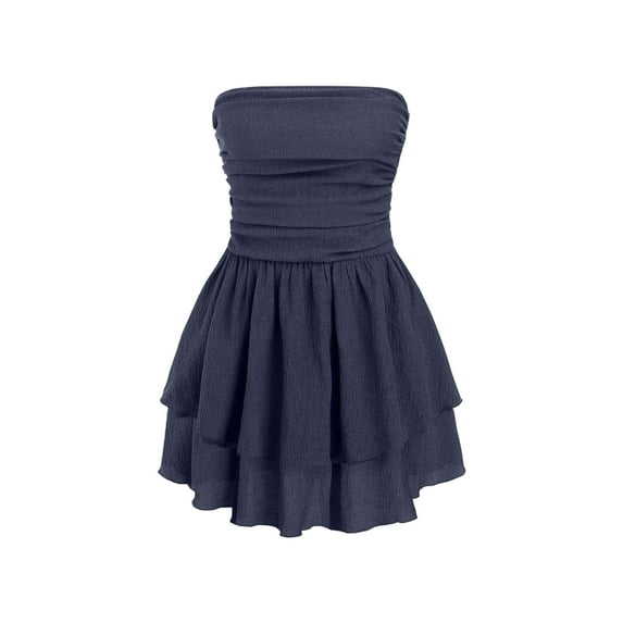 Strapless Textured Ruffle Mini Dress