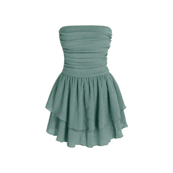 Strapless Textured Ruffle Mini Dress