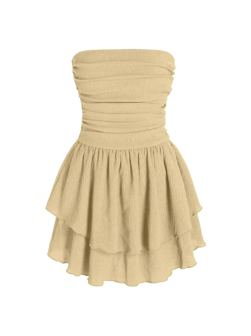Strapless Textured Ruffle Mini Dress - Walmart.com Strapless Textured Ruffle Mini Dress - Walmart.com